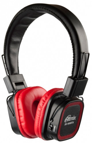 RITMIX RH-480BTH Гарнитура Bluetooth+ кабельное подключение + встроенный FM-приемник, MP3, красный