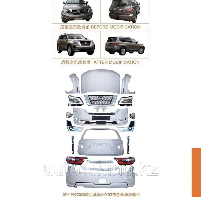Комплект рестайлинга на Nissan Patrol Y62 2010-2019 под 2020 г. - фото 5 - id-p73533438