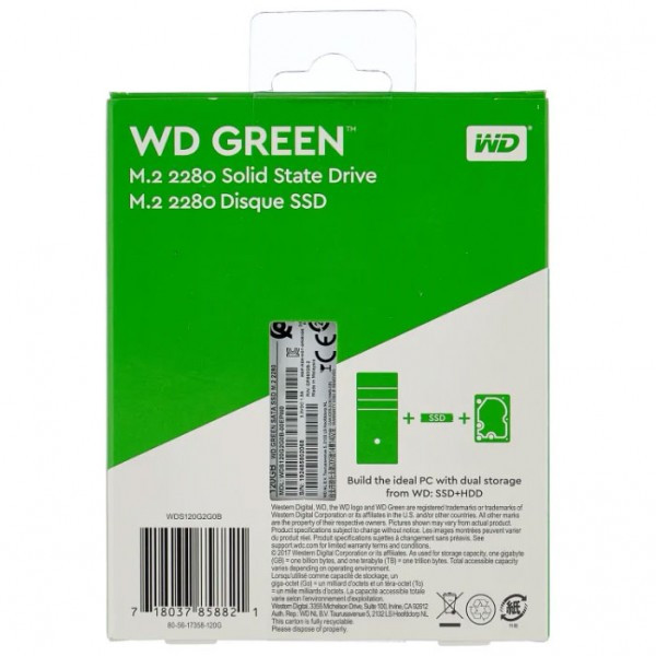 Твердотельный накопитель 120GB SSD WD GREEN 3D NAND M.2 2280 R545Mb/s SATA WDS120G2G0B - фото 3 - id-p73468408
