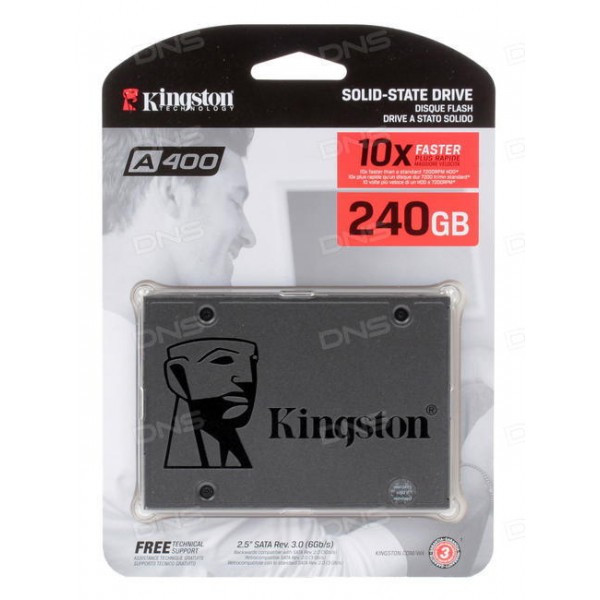 Твердотельный накопитель 240GB SSD Kingston A400 SA400S37/240G 2.5" SATAIII R500MB/s W350MB/s - фото 1 - id-p73468406