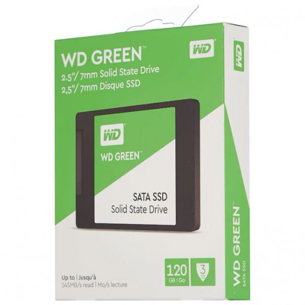 Твердотельный накопитель 120GB SSD WD GREEN 2.5 SATA3 R545Mb/s Толщина 7мм WDS120G2G0A - фото 1 - id-p73468405