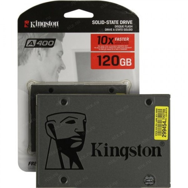 Твердотельный накопитель 120GB SSD Kingston A400 SA400S37/120G 2.5" SATAIII R500MB/s W320MB/s - фото 1 - id-p73468404
