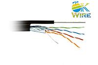 Желілік кабель OK-WIRE FTP Cat 5E 4х2х0,51мм 305м/оп. арқанмен сыртқы т сеуге арналған