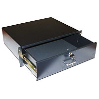 Полка TWT, неперфорированная, выдвижной ящик, 2U, 485х360 мм ШхГ, для шкафов и стоек, цвет: чёрный