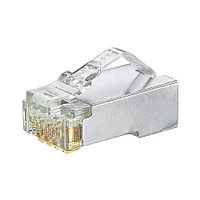 Коннектор Panduit PAN-PLUG, RJ458p8c, кат. 5е, экр., для многожильного кабеля, 100 шт, цвет: прозрачный