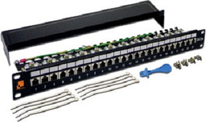 Коммутационная патч-панель Lanmaster, 19, 1HU, портов: 24 х RJ45, кат. 6A, экр., цвет: чёрный, LAN-PPL24S6A