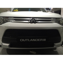 Защитная сетка/решетка радиатора для Mitsubishi Outlander/Митсубиши Оутлендер 2012-2015 - фото 5 - id-p7235431