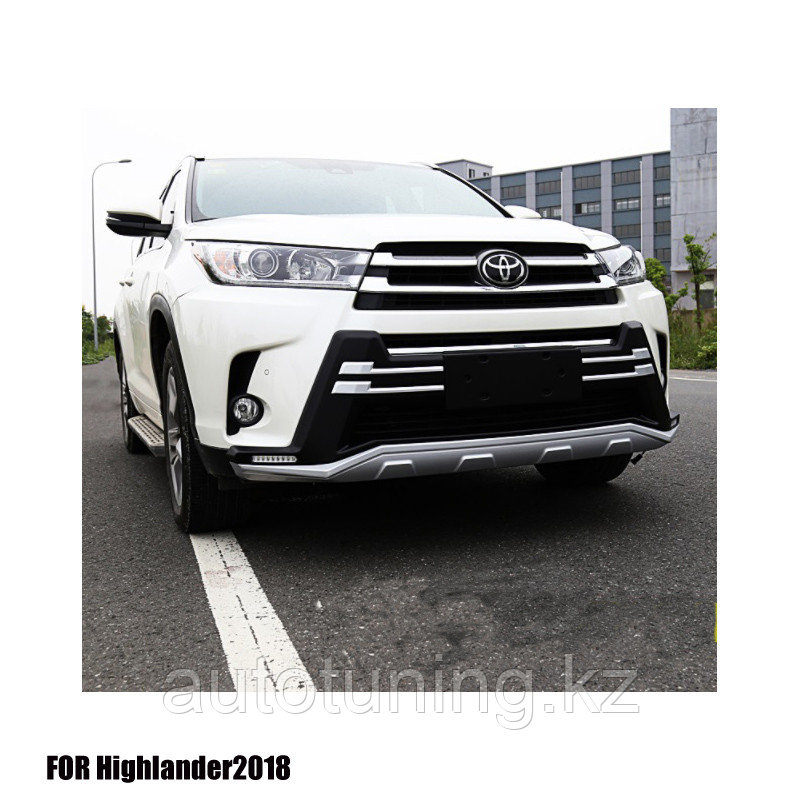 Защитные накладки бампера (губа бампера) Toyota Highlander 2017+ (Тойота Хайлендер)