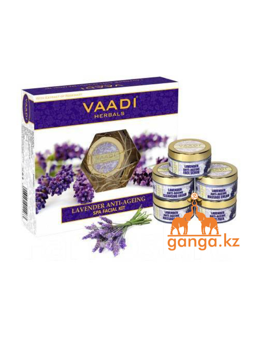 Набор по уходу за кожей с лавандой (Lavender anti-ageing spa Facial Kit VAADI Herbals), 270 гр