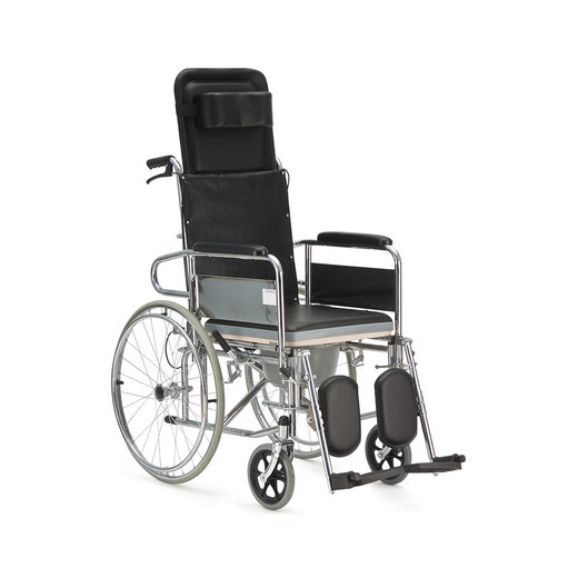Кресло-коляска с высокой спинкой (горизонтальное положение) и сан.оснащением "Armed" FS609GC