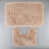 Набор ковриков для ванны и туалета Доляна, 2 шт: 40×50, 50×80 см цвет бежевый, фото 2