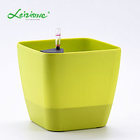 Кашпо для цветов с автополивом Leizisure HG-3109, 17,5x17,5x15 см, зеленый