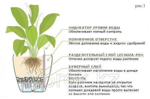 Кашпо для цветов с автополивом Leizisure HG-3109, 17,5x17,5x15 см, голубой - фото 3 - id-p73743276