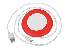 Беспроводное зарядное устройство со встроенным кабелем 2-в-1 Disc, красный, фото 2