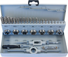 Набор метчиков трехпроходных ручных универсальных и плашек круглых ручных серий COMBO М3-М12, HSS-G, 32