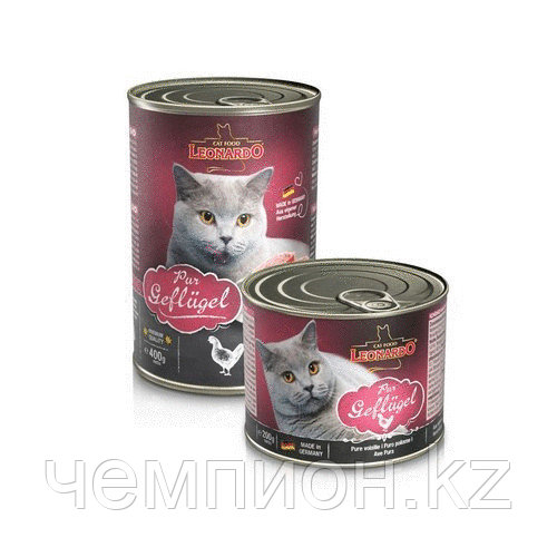 756226 Leonardo poultry, Корм для взрослых кошек из мяса птицы, 400 гр.