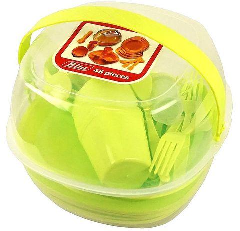 Набор посуды в боксе для пикника Bita на 6 персон {48 предметов} (Зеленый)