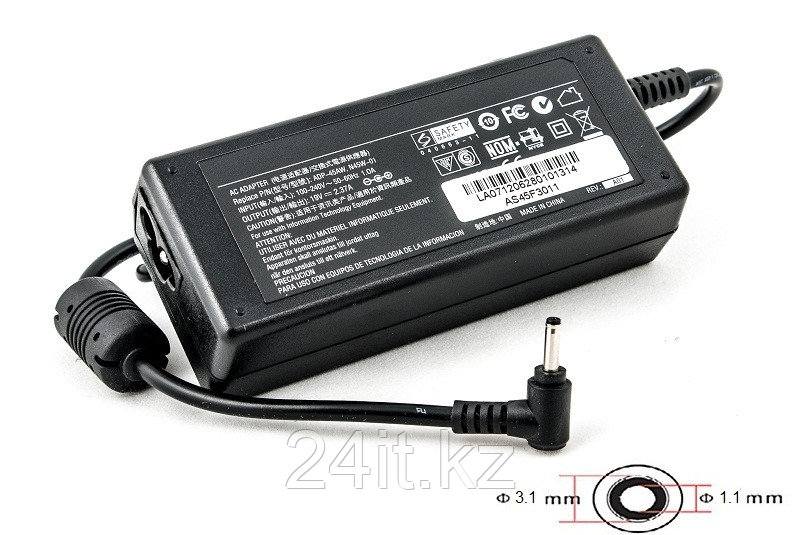 Блок питания для ноутбуков PowerPlant ASUS 220V, 19V 45W 2.37A (3.0*1.1)