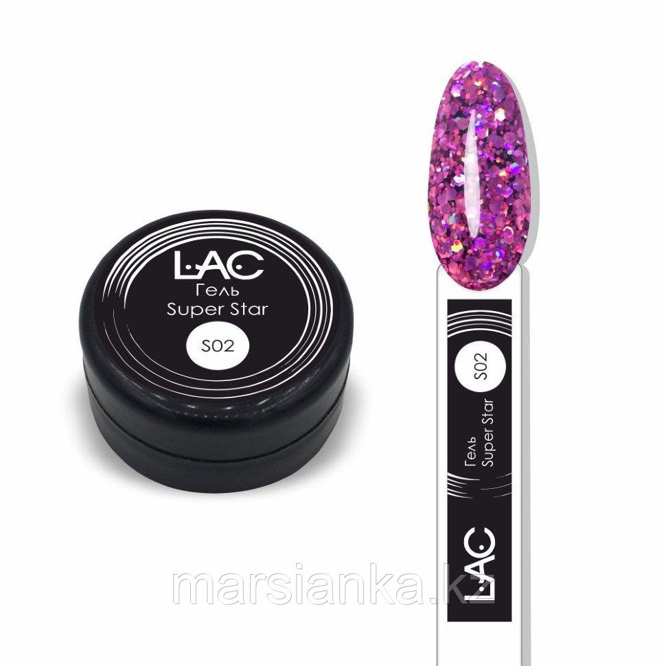 Глиттер-гель LAC Super Star S02, 9мл