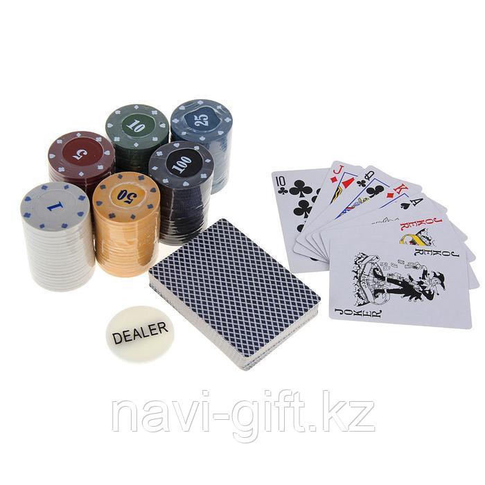 Покер, набор для игры (карты 54 шт, фишки 120 шт с/номин.) 15х15 см, микс - фото 4 - id-p73832879