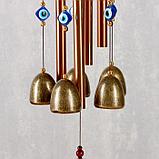 Музыка ветра металл, дерево "Карпы" 4 трубки 5 колокольчиков 62х9,5 см, фото 3