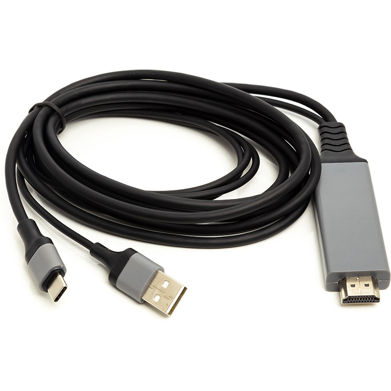 Кабель PowerPlant HDMI (M) - USB (AM) / Type-C (M), 1 м