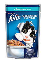 Felix, Феликс кусочки с форелью в желе для кошек, уп.26*85гр
