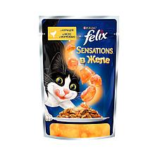 Felix Sensation, Феликс Сенсейшн кусочки с курицей и морковью в желе для кошек, уп.26*85гр.