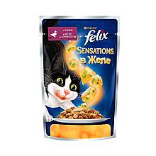 Felix Sensation, Феликс Сенсейшн кусочки с уткой и шпинатом в желе для кошек, уп.26*85гр.