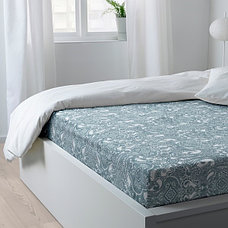 Простыня натяжная ЙЭТТЕВАЛЛМО синий 160x200 см ИКЕА, IKEA, фото 2