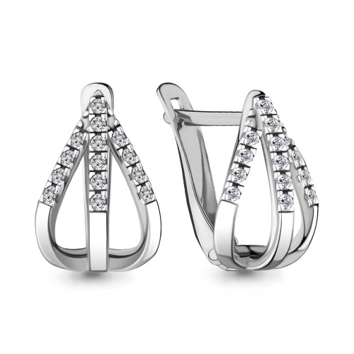 Серьги из серебра с фианитом Aquamarine 48249А.5