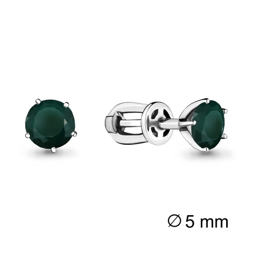Серебряные серьги с агатом зелёным Aquamarine 4403709.5