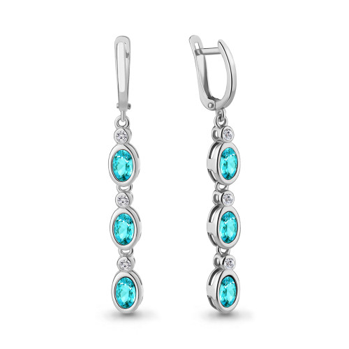 Серебряные серьги с стеклом Aquamarine 46844101З.5