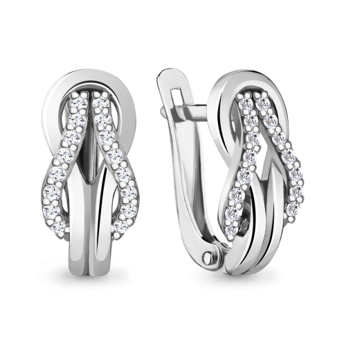 Серьги из серебра с фианитом Aquamarine 48352А.5