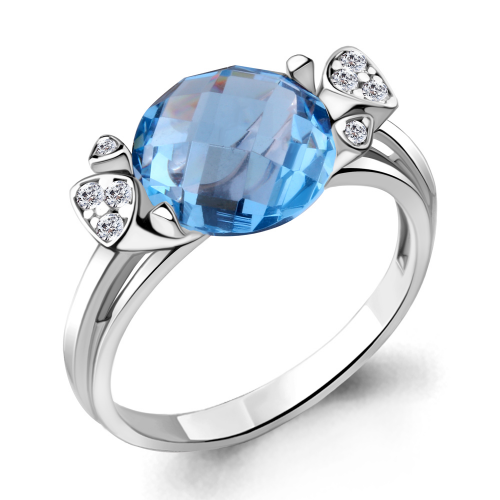 Кольцо из серебра с фианитом Aquamarine 6925192А.5