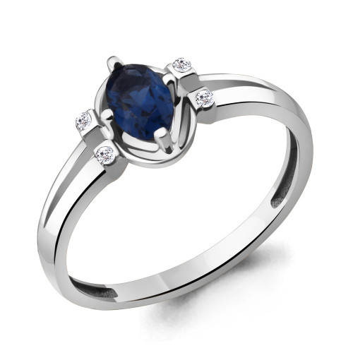 Кольцо из серебра с фианитом AQUAMARINE 17 - есть комплект