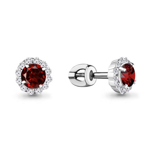 Серебряные серьги с гранатом Aquamarine 4408603А.5