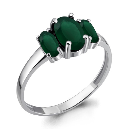 Кольцо из серебра с агатом зелёным Aquamarine 6535409.5