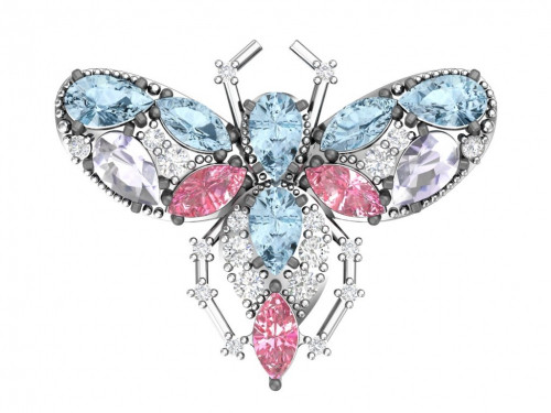 Серебряная брошь с кварцем синт. Pokrovsky 2700079-03705 2700079-03705