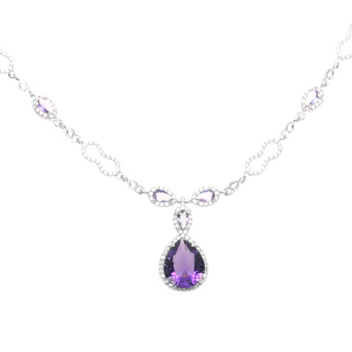 Серебряное колье с кварцем синт. Pokrovsky 3101112-04575 размеры - 45 3101112-04575