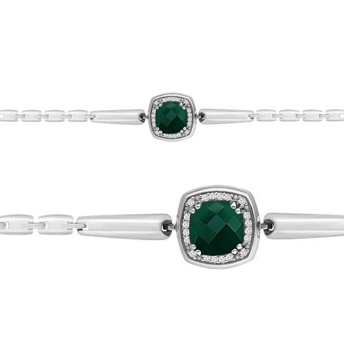 Серебряный браслет с фианитом Aquamarine 7443609А.5