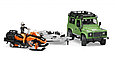 Bruder Игрушечный Внедорожник Land Rover Defender с прицепом cнегоход с гонщиком (Брудер), фото 2