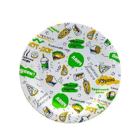 Тарелка d 225мм, 280г/м2, с рисунком "Food корт", 500 шт, фото 2
