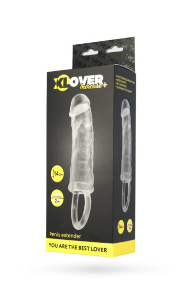 Насадка TOYFA XLOVER INCREASE+ для увеличения размера, с кольцом,TPE, прозрачная,14 см  748014