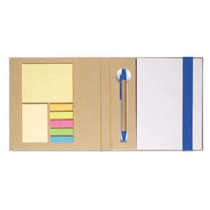 Блокнот с ручкой из переработанной бумаги с двумя блоками стикеров и разноцветными закладками - фото 3 - id-p73906229