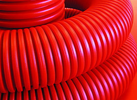 ТРУБА ГОФРИРОВАННАЯ ДВУСТЕННАЯ ПНД D=110ММ КРАСНАЯ (50М) IEK