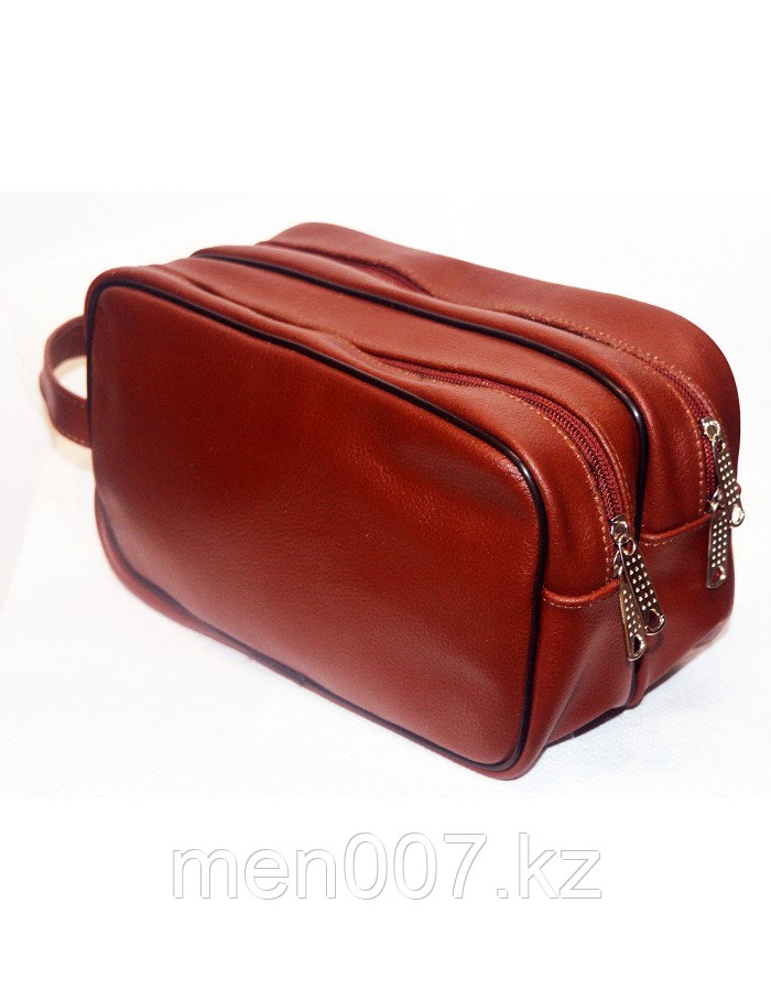 Epsilon несессер, коричневый цвет (Кожаная сумка-косметичка на молнии)