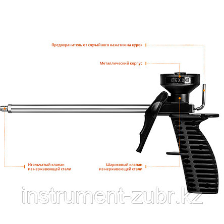 Пистолет для монтажной пены "MIX", пластиковый химически стойкий корпус, клапаны из нержавеющей стали, DEXX, фото 2