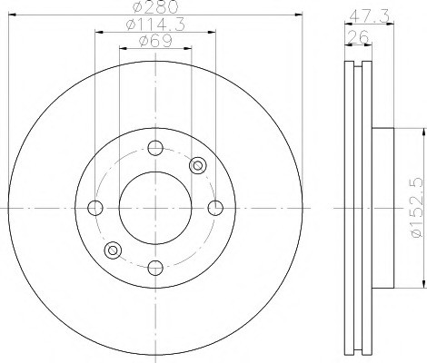 Тормозные диски Hyundai Sonata (00-04, передние, Optimal, В280)