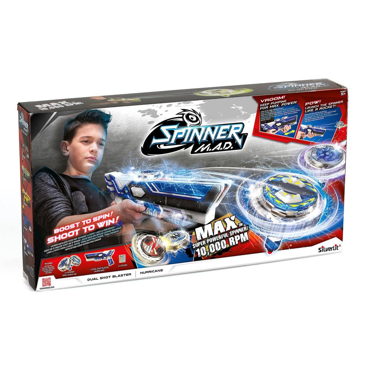 Spinner M.A.D. Двойной Бластер пускатель Ураган. Синий